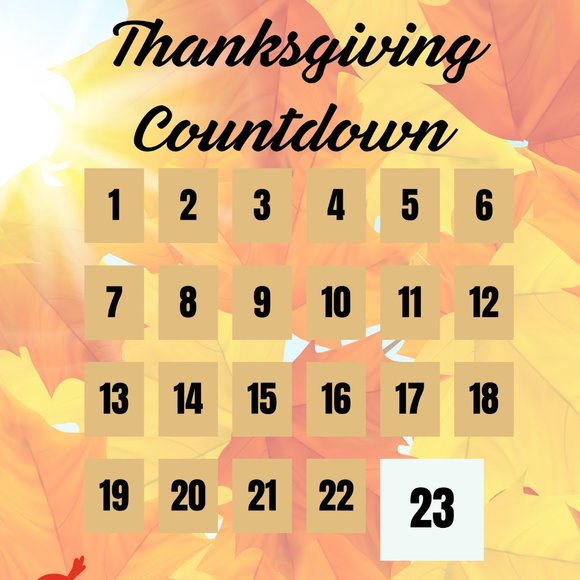 Countdown to Thanksgiving Printable - Picture 1 of 2
